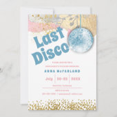 Laatste Disco Retro Glam Bachelorette Blue Gold Pi Kaart (Voorkant)