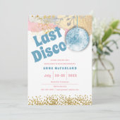 Laatste Disco Retro Glam Bachelorette Blue Gold Pi Kaart (Staand voorkant)