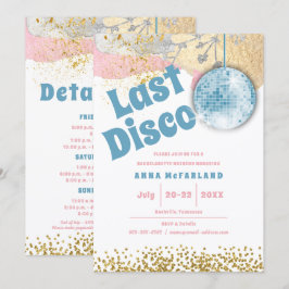 Laatste Disco Retro Glam Bachelorette Blue Gold Pi Kaart