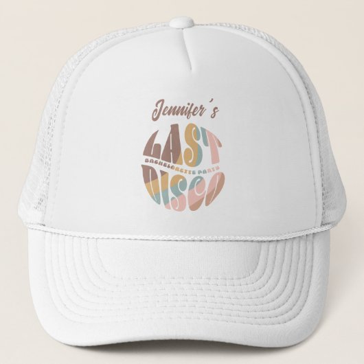 Laatste Disco Retro Groovy Bachelorette Bruidsmeis Trucker Pet (Voorkant)