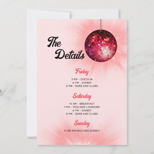 Laatste Disco Retro Meidenavond Weekend Feestje Kaart (Achterkant)