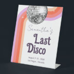 Laatste Disco Retro Roze Bachelorette Reclamebord Met Voetstuk<br><div class="desc">Laatste Disco bachelorettefeest retro roze regenboog sjabloon. Aangepast,  gepersonaliseerd,  bewerkbaar download,  retro groovy disco volwassenenfeest</div>