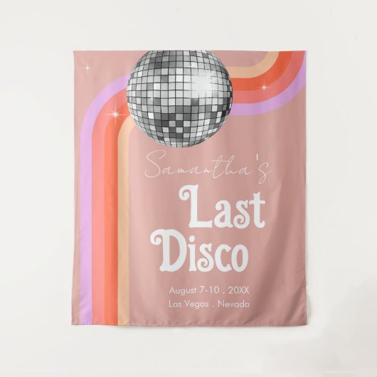 Laatste disco retro roze vrijgezellenweekend wandkleed (Voorkant)