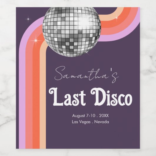 Laatste disco retro roze vrijgezellenweekend wijn etiket (Enkel label)