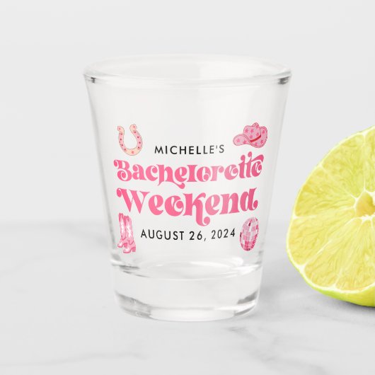 Laatste Disco Rodeo Bachelorette-feest Shotglas Shot Glas (Voorkant)