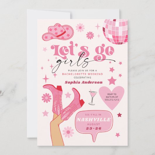 Laatste Disco Rodeo Bachelorette Party Nash Bash Kaart (Voorkant)