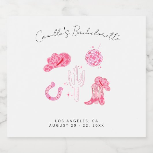 Laatste Disco Rodeo Bachelorette Sparkling Wijnetiket (Enkel label)