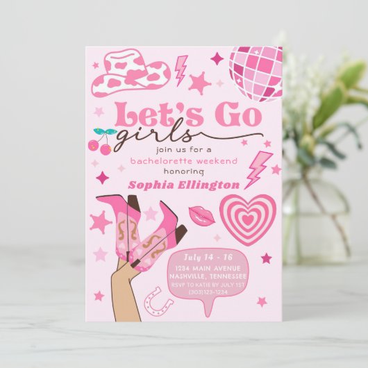 Laatste Disco Rodeo Bachelorette Weekend Nash Bash Kaart (Staand voorkant)
