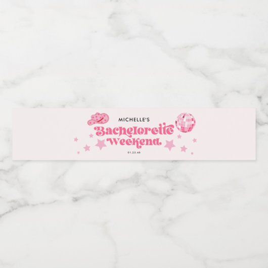 Laatste Disco Rodeo Meidenavakantie Waterfles Etiket (Enkel label)