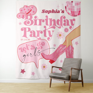 Laatste Disco Rodeo vrijgezellenfeest achtergrond Wandkleed