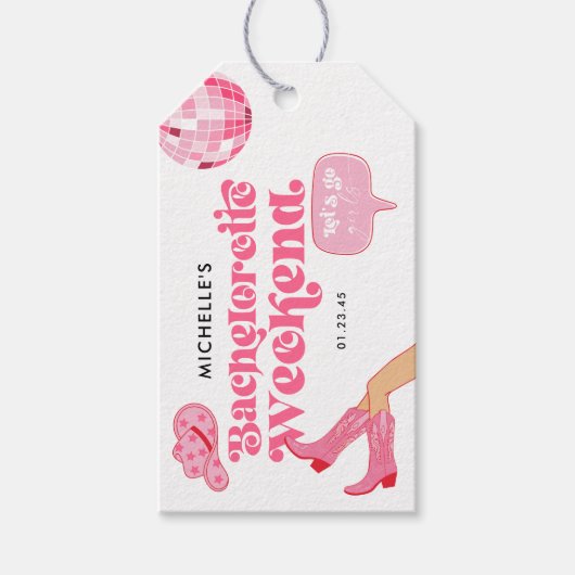 Laatste Disco Rodeo vrijgezellenfeest Cadeaulabel (Voorkant)