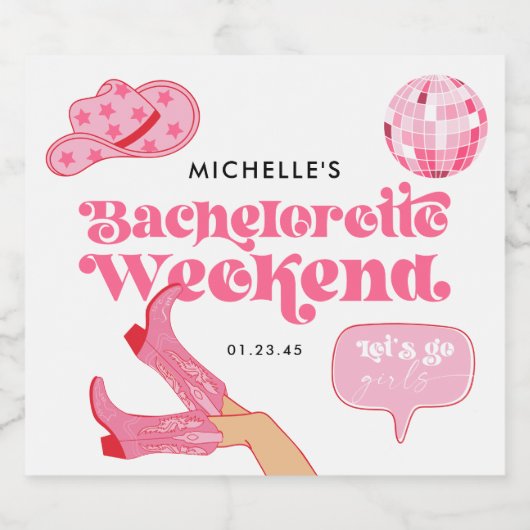 Laatste Disco Rodeo vrijgezellenfeest Sparkling Wijnetiket (Enkel label)