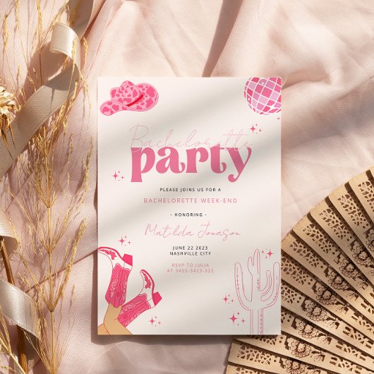 Laatste disco rodeo vrijgezellenfeest uitnodiging