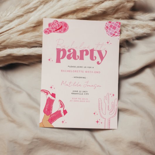 Laatste disco rodeo vrijgezellenfeest uitnodiging