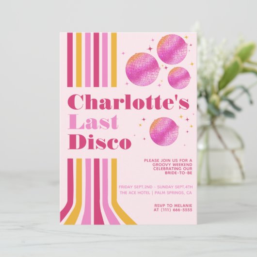 Laatste Disco Roze Meidenavond Traject Kaart (Staand voorkant)