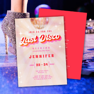 Laatste Disco Roze Rood Retro Meidenavond Kaart