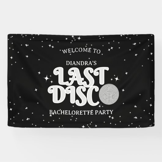 Laatste Disco Silver Retro Bachelorette Welkom Spandoek (Horizontaal)