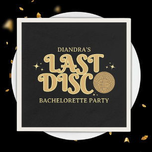 Laatste Disco Zwart en Goud Retro 70s Bachelorette Servet