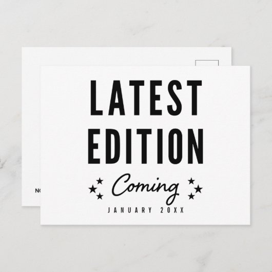 Laatste editie arriveert binnekort zwangerschap aa aankondigingskaart (Voorkant / Achterkant)