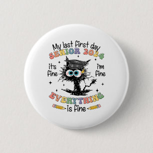 Laatste eerste dag senior 2024 terug naar school C Ronde Button 5,7 Cm