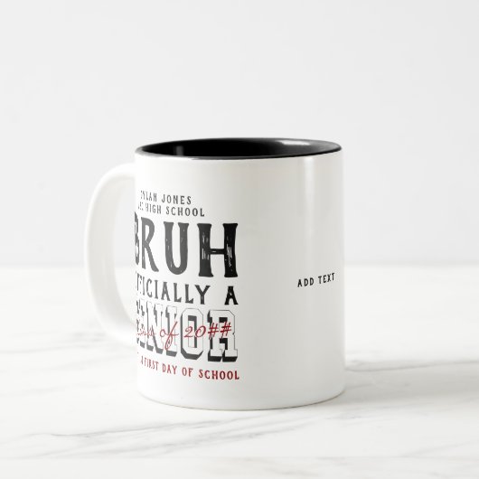 Laatste eerste dag terug naar schoolklas van 2025  tweekleurige koffiemok (Voorkant links)