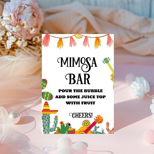 Laatste Fiesta Bachelorette Mimosa Bar Tafelbord Reclamebord Met Voetstuk