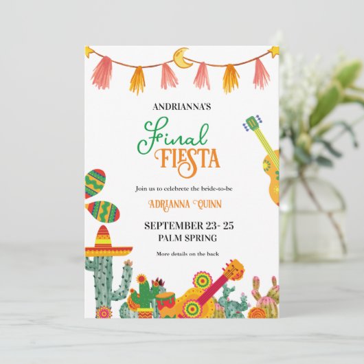 Laatste Fiesta Bachelorette Weekend & Routebeschri Kaart (Staand voorkant)