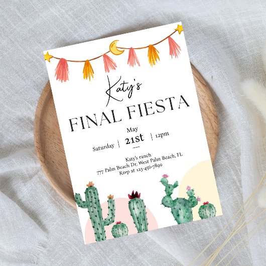 Laatste Fiesta Bridal/Bachelorette Feestuitnodigin Kaart
