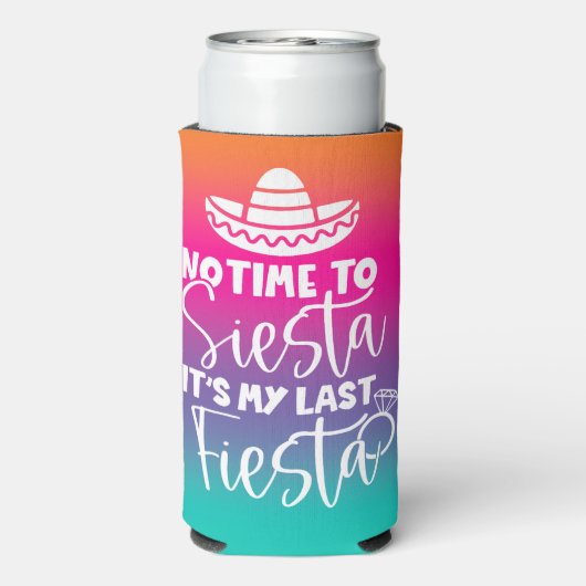 Laatste Fiesta bruid vrijgezellenfeest Keepsake Seltzer Blikjeskoeler (Seltzer Achterkant)