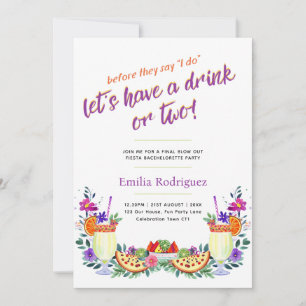 Laatste Fiesta Cocktails Tacos Bachelorette Kaart