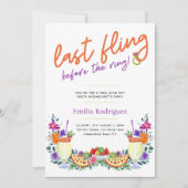 Laatste Fiesta Cocktails Tacos Bachelorette Kaart (Voorkant)