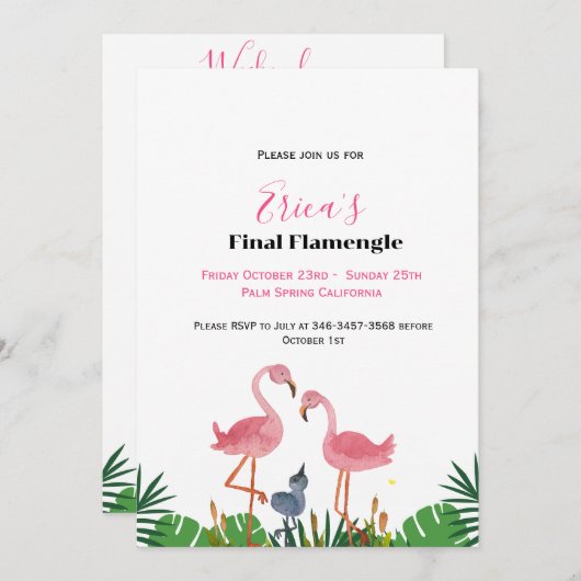 Laatste Flamengo Bachelorette & weekendroute Kaart (Voorkant / Achterkant)