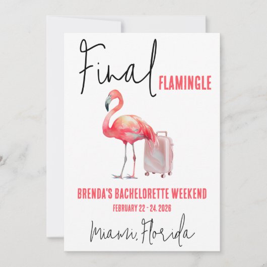 Laatste Flamingle, Flamingo Bachelorette Weekend Kaart (Voorkant)