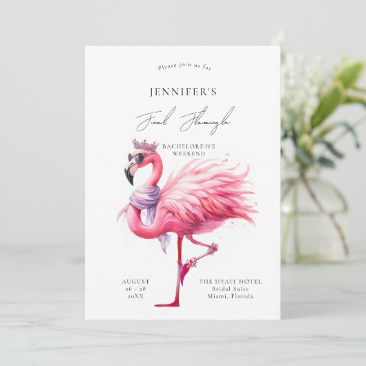 Laatste Flamingle Schattige Funny Bachelorette Rou Kaart (Staand voorkant)