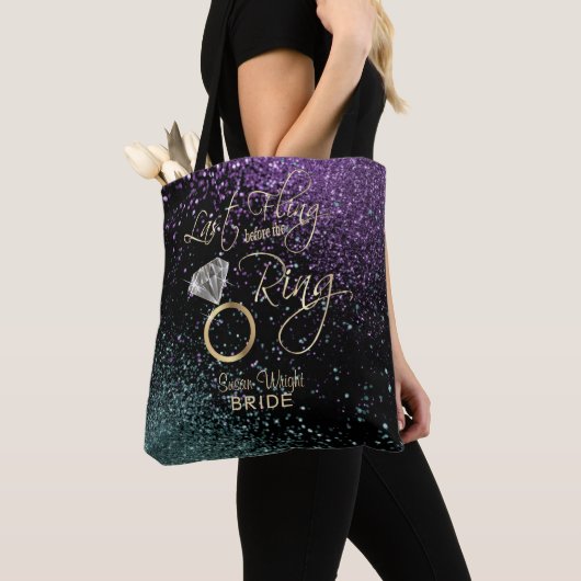 Laatste Fling Bachelorette - Paars en Blauwgroen Tote Bag (Dichtbij)