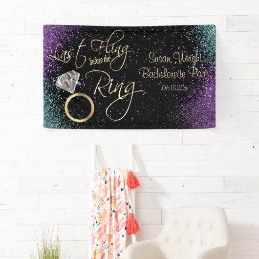 Laatste Fling Bachelorette Party - Blauwgroen en P Spandoek (Insitu)