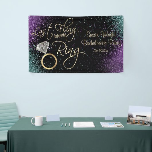 Laatste Fling Bachelorette Party - Blauwgroen en P Spandoek (Beurs)