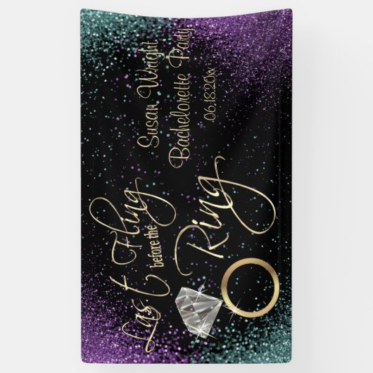 Laatste Fling Bachelorette Party - Blauwgroen en P Spandoek (Verticaal)