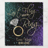 Laatste Fling Bachelorette Party - Blauwgroen en P Wijn Etiket (Enkel label)