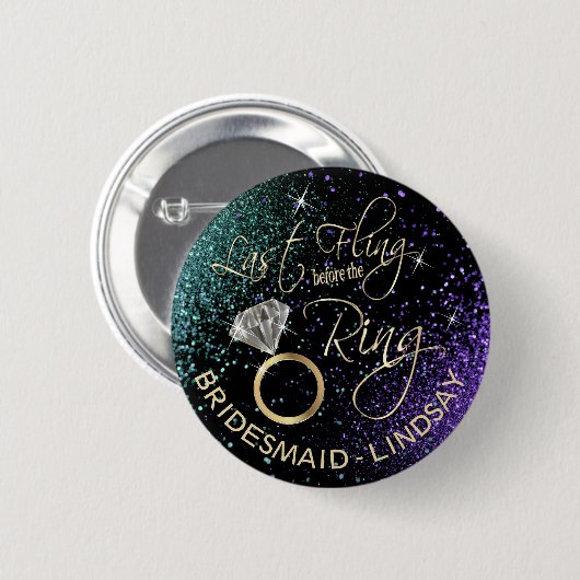Laatste Fling Bachelorette Party Blauwgroen & Paar Ronde Button 5,7 Cm (Voorkant /achterkant)