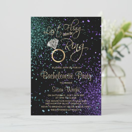 Laatste Fling Bachelorette Party in Blauwgroen en Kaart (Staand voorkant)