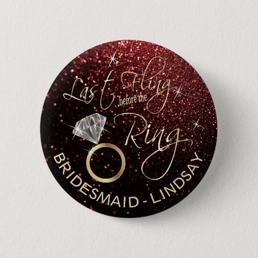 Laatste Fling Bachelorette Party Red Ronde Button 5,7 Cm (Voorkant)