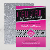 Laatste Fling Bachelorette Party uitnodiging (roze (Voorkant / Achterkant)