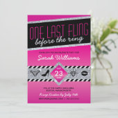 Laatste Fling Bachelorette Party uitnodiging (roze (Staand voorkant)