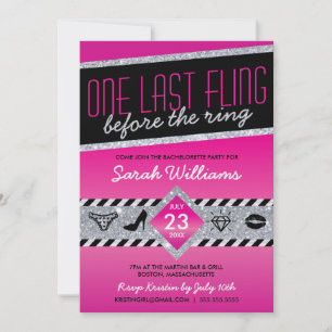 Laatste Fling Bachelorette Party uitnodiging (roze