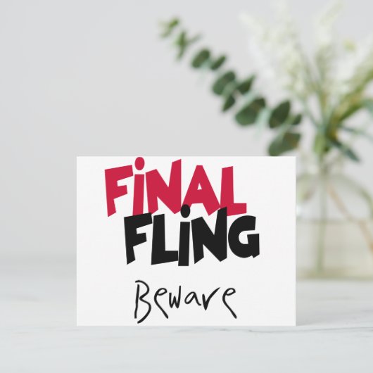 Laatste Fling Bachelorette Tshirts en cadeaus Kaart (Staand voorkant)