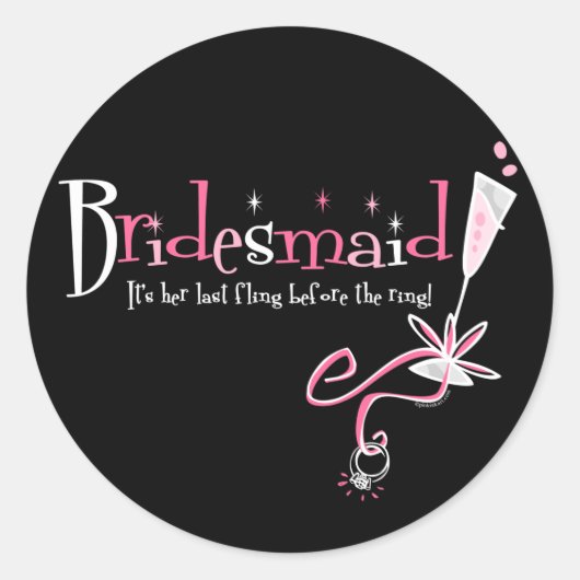 Laatste Fling Bridesmaid Ronde Sticker (Voorkant)
