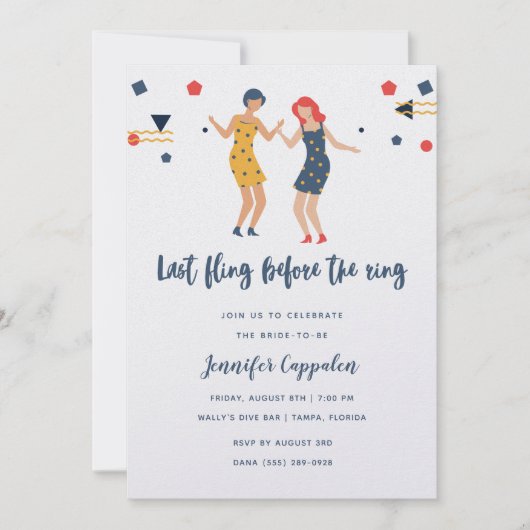 Laatste Fling Girl's dansende vrijgezellenfeest Kaart (Voorkant)