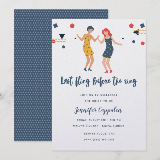 Laatste Fling Girl's dansende vrijgezellenfeest Kaart (Voorkant / Achterkant)