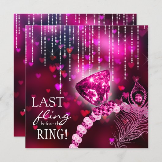 Laatste Fling voor de Ring Bachelorette Pink Ring Kaart (Voorkant / Achterkant)